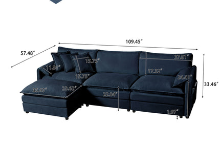 Modern Comfy Deep Seat Modular Sectional Sofa Cloud Couch With Ottoman