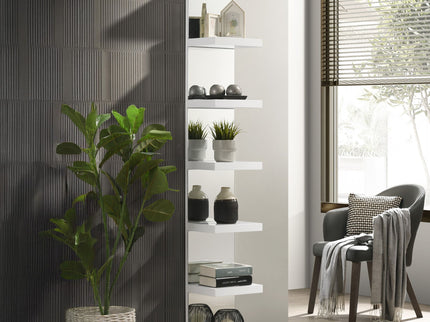 Glam Open Shelving Rack With Mirrored Back For Living Room - Cream / White