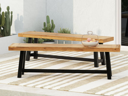Cloud - Outdoor Bench With Acacia Wood Frame And Slat Panel Design