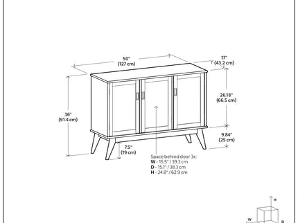 Draper - 3 Door Sideboard Buffet - Brown