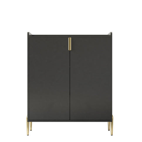 Wine Bar Cabinet With Adjustable Shelf, 2 Door Sideboard With Soft-Closing Hinges And Feet