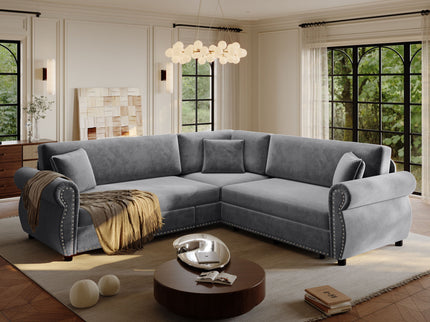 L-Shaped Sofa Couch With Pull-Out Bed