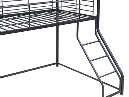 Metal Floor Bunk Bed With Sloped Ladder, Space Saving Design