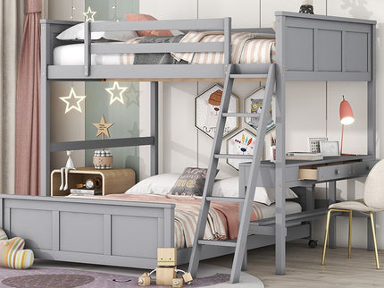 Full Over Full Bunk Bed With Desk