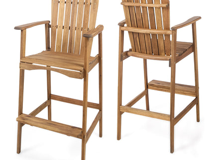 Outdoor Acacia Wood Adirondack Barstools (Set of 2)