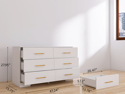 Large 6 Drawers Chest Of Drawer Dressers Table With Handle