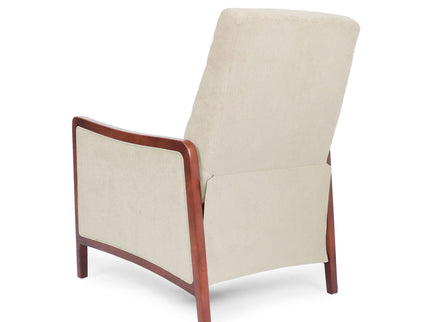 Mid Century Modern Fabric Channel Stitch Wood Pushback Recliner