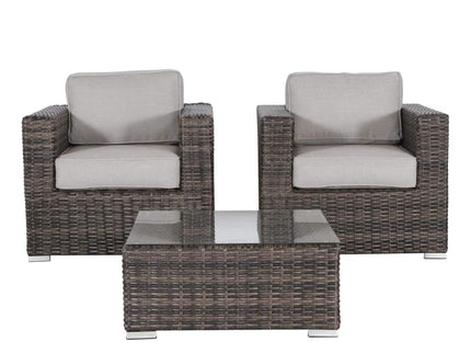 Wicker Seating Group Set With Table And Cushions