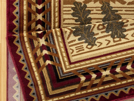 Nature's Nest - 5'3" X 7'3" Lodge Area Rug - Multi, Red