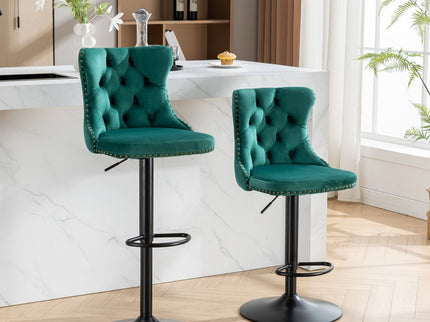 Swivel Barstools Adjusatble Seat Height, Modern Upholstered Bar Stools With Backs Comfortable Tufted For Home Pub And Kitchen Island (Set of 2)