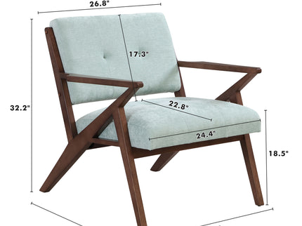 Modern Accent Chair With Plush Cushions, Angled Arm Design - Green