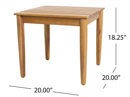 Outdoor Square Side Table With Slatted Top And Wood Frame - Teak