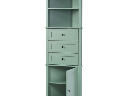 Tall Storage Cabinet With 3 Drawers And Adjustable Shelves For Bathroom