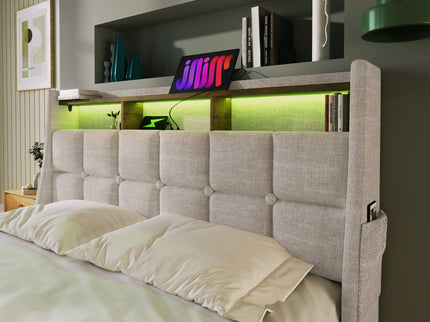 Upholstered Platform Bed With A Hydraulic Storage System, LED And USB Charging (Without Mattress)