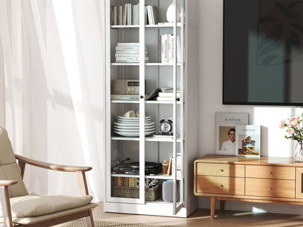 Industrial Metal Kitchen Pantry Cabinet With Adjustable Shelves - White