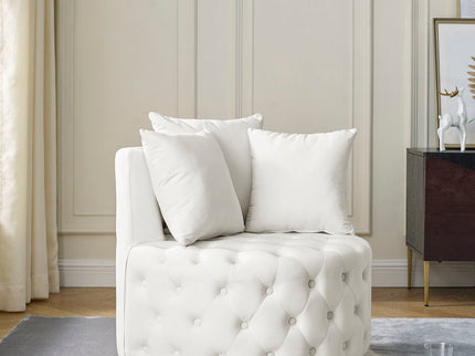 Modern Upholstered Swivel Chair With Button Tufted Design And Movable Wheels