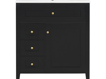 Modern Bathroom Vanity With Sink, 3 Drawers And Adjustable Shelf