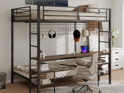 Ethan - Bunk Bed With Desk, Charging Station, Storage Shelves