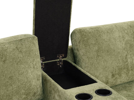 Modular 5 Seat U-Shape Sectional Sofa With Chaise Lounge, Built In Cup Holders And Storage Drawer