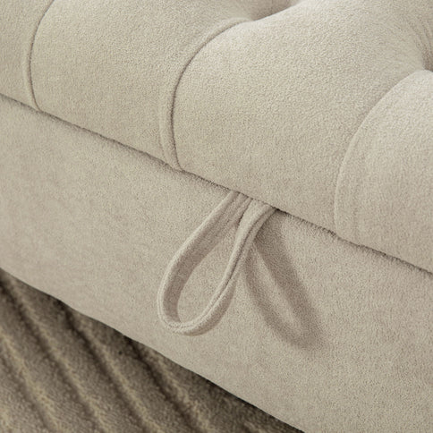 Napped Storage Bench With Rolled Armrest - Griege