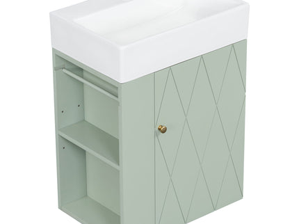 Modern Bathroom Vanity With Sink, Diamond Pattern Doors