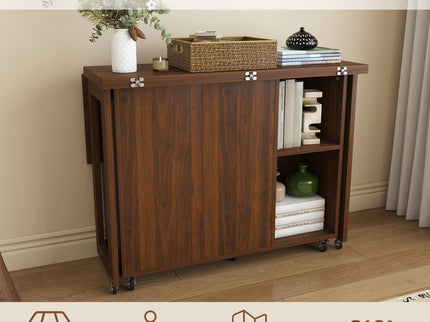 3 In 1 Foldable Side Table With 4 Storage Shelves