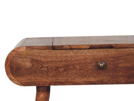 Mini Dressing Table With Foldable Mirror - Caramel