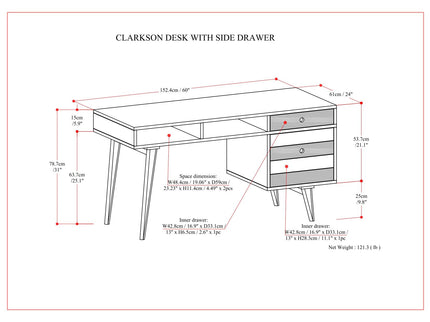 Clarkson - Desk With Side Drawers - Rustic Natural Aged Brown
