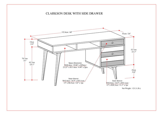 Clarkson - Desk With Side Drawers - Rustic Natural Aged Brown