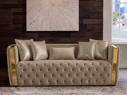 Naomi - Button Tufted Sofa - Taupe
