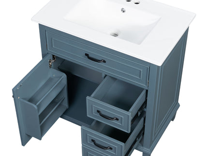 Bathroom Vanity With Sink Top, Flip Drawers, Adjustable Shelf
