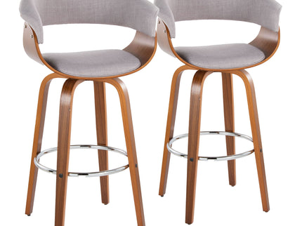 Vintage Mod - Mid Century Modern Fixed Height Barstool With Swivel With Round Footrest (Set of 2)
