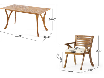 Outdoor Hermosa 7 Piece Wood Dining Set With Cushions - Teak