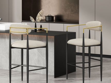 Upholstered Bar Stools With Backs For Kitchen Island (Set of 2)