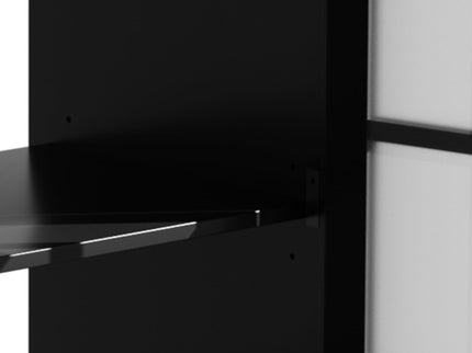 Modern Bathroom Vanity With Ceramic Sink, Tempered Blurred Glass Doors