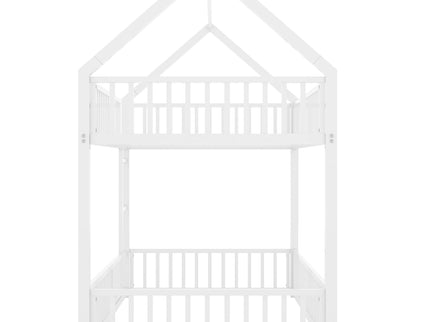 Metal House Bunk Bed With Fence And Door