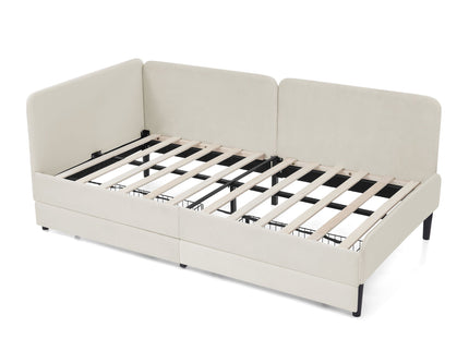 Upholstered Platform Bed Frame With 2 Storage Drawers And Adjustable Sofa Bed