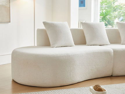 Curved Boneless Couch, Half Moon Sofa, 5 Seat Couch With High Density Foam Filled For Living Room - White