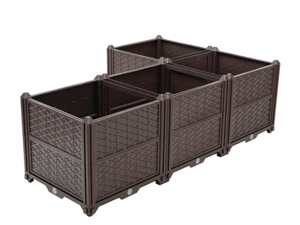 Indoor / Outdoor Rectangular Plastic Planting Box Kit For Vegetables, Herbs, Flowers & Succulents, Coffee, Polypropylene, 62.80" - Coffee