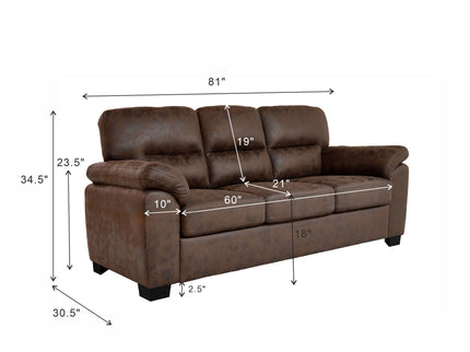 3 Seater Sofa With Padded Armrests And Triangular Leg
