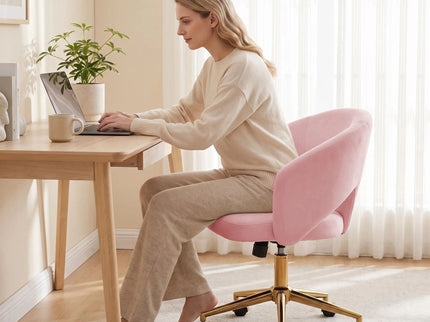 Ty - Office Adjustable Swivel Chair With Lumbar Support - Pink
