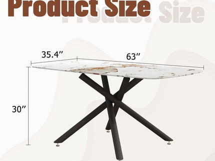 Luxurious Marble Patterned Dining Table With Metal Fork Legs