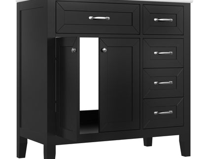 Modern Bathroom Vanity With Sink, Freestanding Design With Drawers And Doors