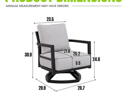 Outdoor Swivel Lounge Chair With Sunbrella Cushion, Weather Resistant - Ember Black