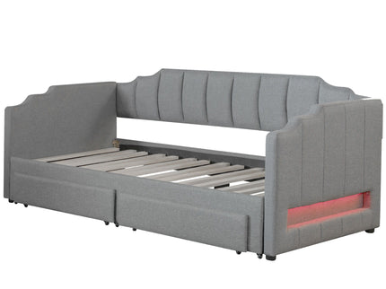 Extendable Daybed With LED Light And 2 Storage Drawers
