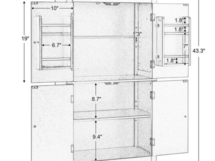 Elegant Bathroom Floor Storage Cabinet With 4 Doors, Adjustable Shelves