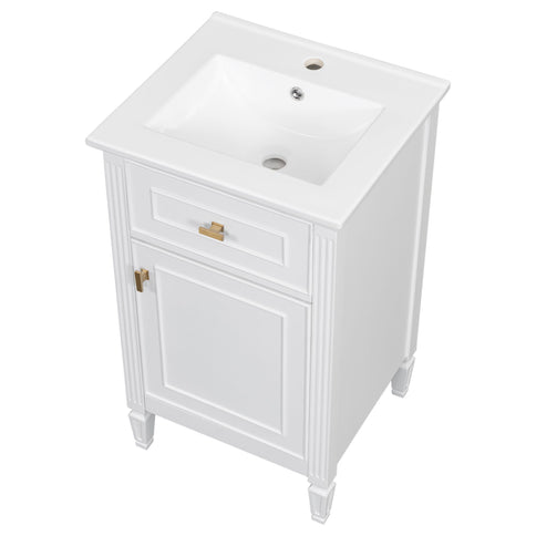 Bathroom Vanity With Sink, Adjustable Shelf, Tilt-Out Drawer