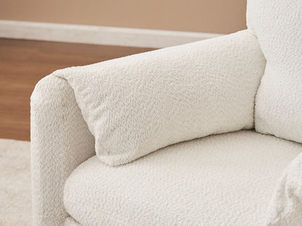 Fixed Modern Accent Chair Single Seater Plush Chenille Lounge Chair With High Resilience Cushion - Ivory White