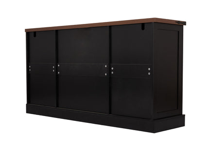 Barn Door Storage Cabinet With 2 Drawers & Door Rack, Adjustable Shelves