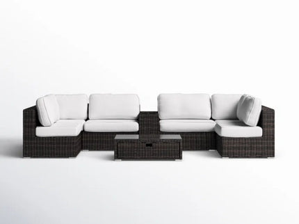 Elegant 4 Person Wicker Patio Seating Set With Cushions And Glass Top Table